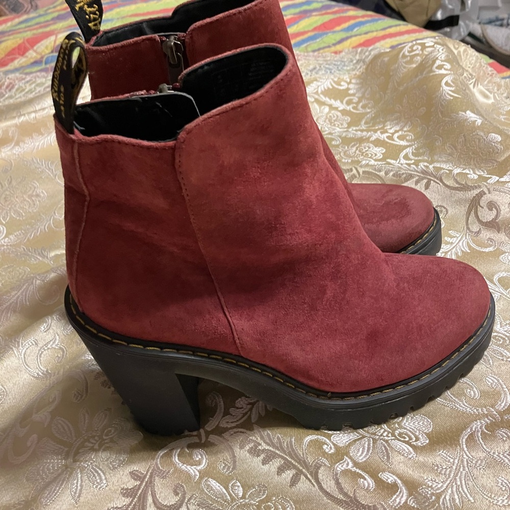 Dr. Martens Burgundy Suede Ankle Booties